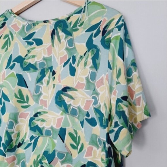 ADDITION ELLE Modern T-shirt Abstract Floral Botanical Green & Blue Top Sz 2X - Picture 11 of 14